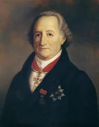 Ritratto di Johann Wolfgang von Goethe (1749-1832) con decorazioni